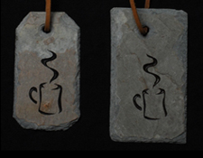 steaming coffee mug slate ornament