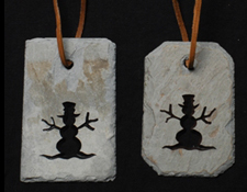 snowman slate ornament